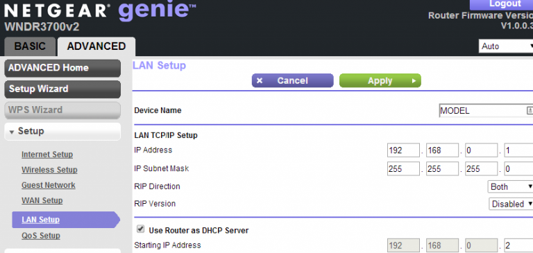 netgear router defaults