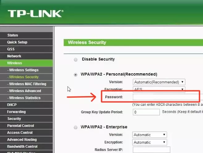 password wifi tp link