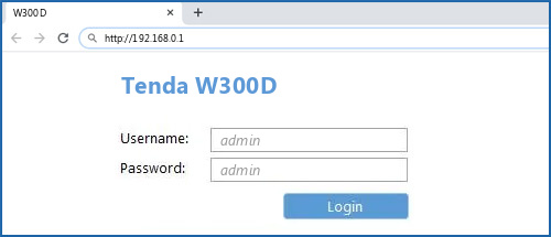 tenda w300d router default login